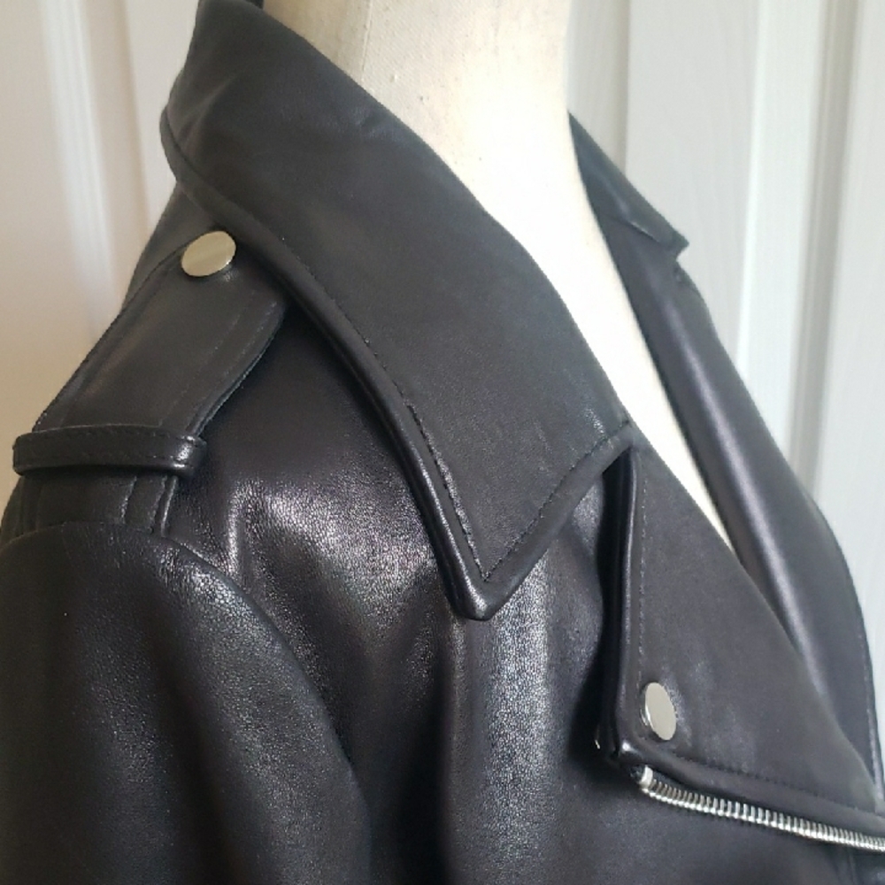 BCBGeneration Black Leather Moto Biker Jacket Sz M - Picture 7 of 11